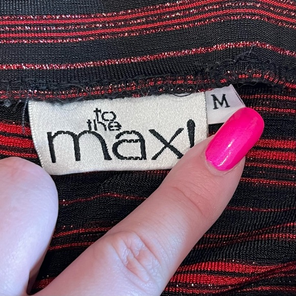 Vintage Y2K 90s glitter black and red stripe mini skirt - Picture 4 of 4